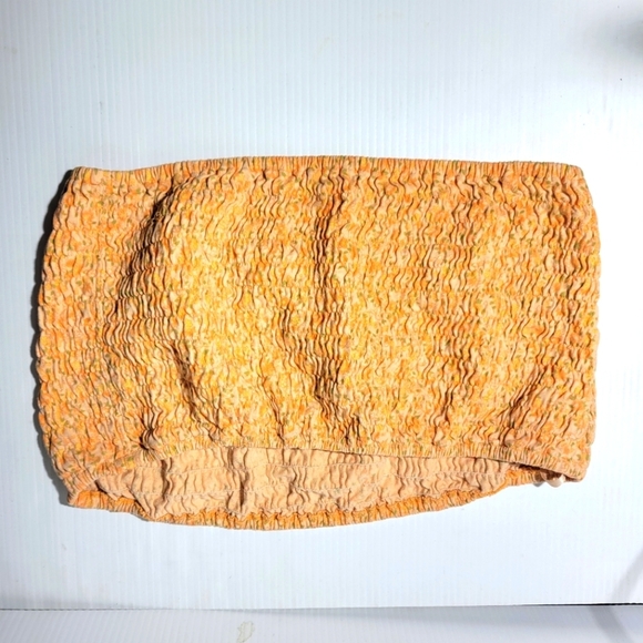 ❤️ 3 for $35 Ralph Lauren smocked tube crop sleeveless top orange floral small - Picture 2 of 6